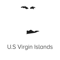 U.S Virgin Islands Map Vector Illustration - Silhouette, Outline, U.S Virgin Islands Travel and Tourism Map