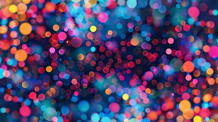 A series of colored dots arranged in a random pattern, forming a vibrant and abstract composition.