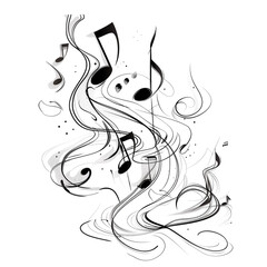 Set of hand drawn music theme isolated on white background, doodle set of Musical Instruments theme. Vector illustration