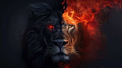 Fiery Lion: Black and Orange