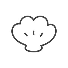 Cute shell icon. Hand drawn monochrome illustration of a little sea shell isolated on a white background. Kawaii sticker. Vector 10 EPS.