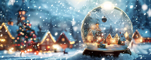 Snow Globe: A beautifully detailed snow globe capturing a classic Christmas scene, with a cozy village and falling snow