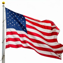American flag on white background, American independence day, 4th of July