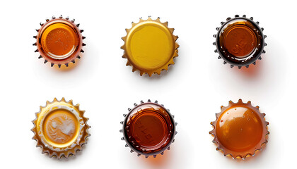 Beer bottle cap isolated on white, different sides