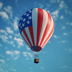 Obraz premium American flag hot air balloon, flying in the clear weather sky