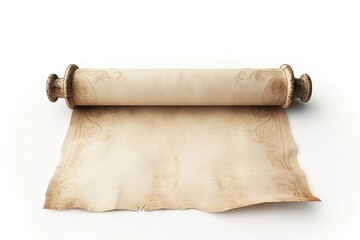 Antique Scroll on White Background. Blank Parchment for Historical, Fantasy, or Ancient Concepts