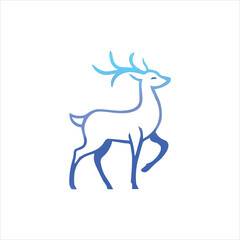 Graphic black silhouettes of wild deers – male, female and roe deer