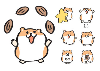 ぽにょっとしたかわいいハムスターのキャライラスト
