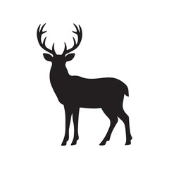 Obraz premium Graphic black silhouettes of wild deers – male, female and roe deer
