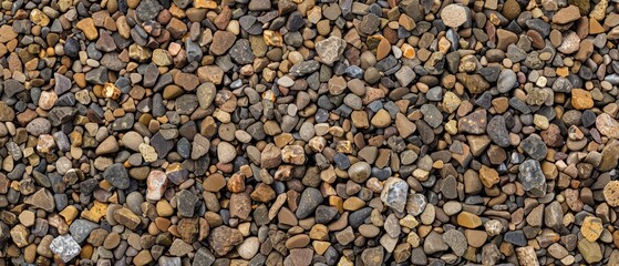 Panoramic close-up, high detail scan of decomposed granite gravel material, Generative AI