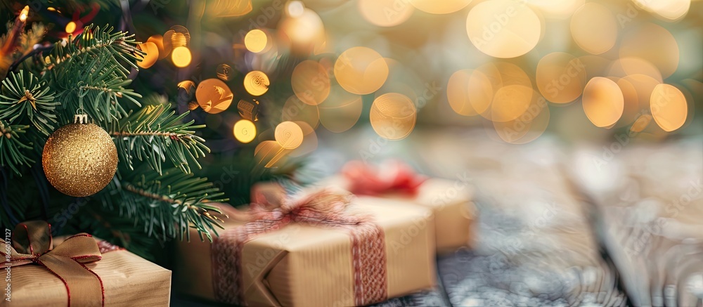 Poster Present in front of the tree. with copy space image. Place for adding text or design