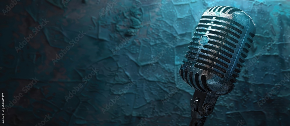 Poster a perfect backdrop featuring a high-quality microphone for radio stations and podcasts, ideal for sh
