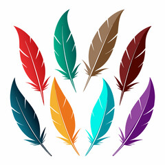 Obraz premium A beautiful display of various colored feathers on a crisp white background