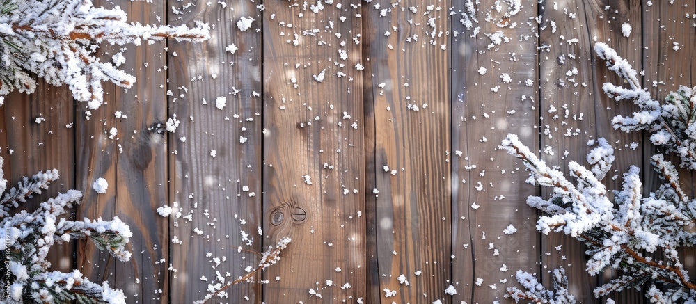 Poster background of wooden planks in the winter, natural wood texture. with copy space image. Place for adding text or design