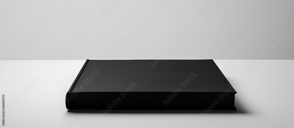 Poster Black square book on a white backdrop with copy space image.