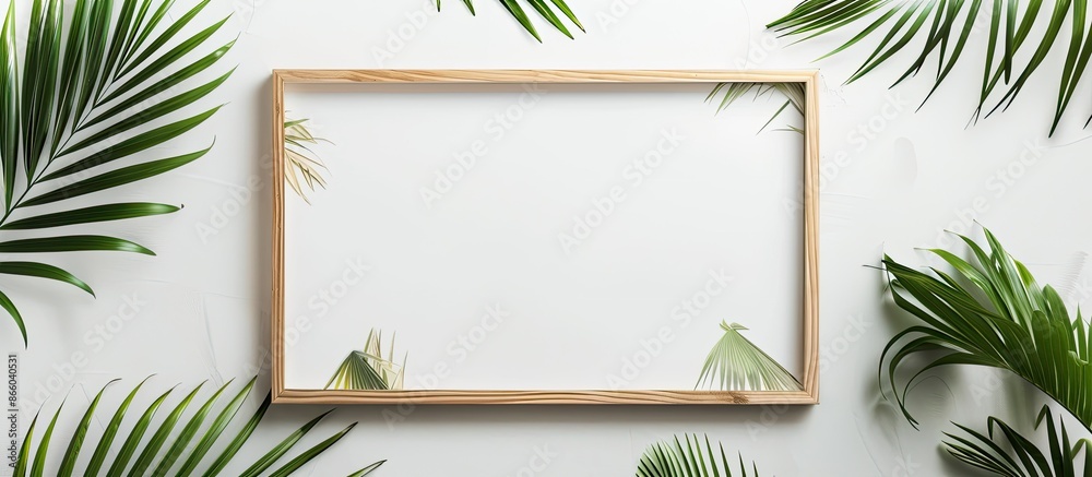 Poster a picture frame on a white. with copy space image. Place for adding text or design