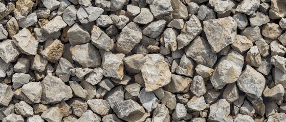 Panoramic close-up, high detail scan of limestone gravel material, Generative AI