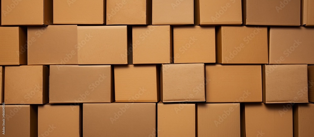 Poster Brown craft cardboard boxes arranged with a plain background for copy space image.