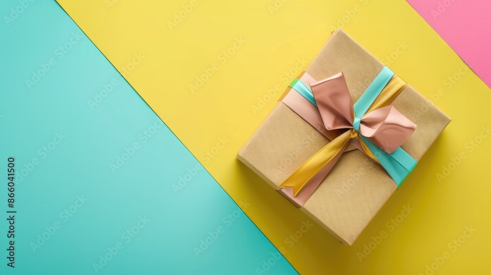 Canvas Prints gift box over colorful background from top view with empty space for design