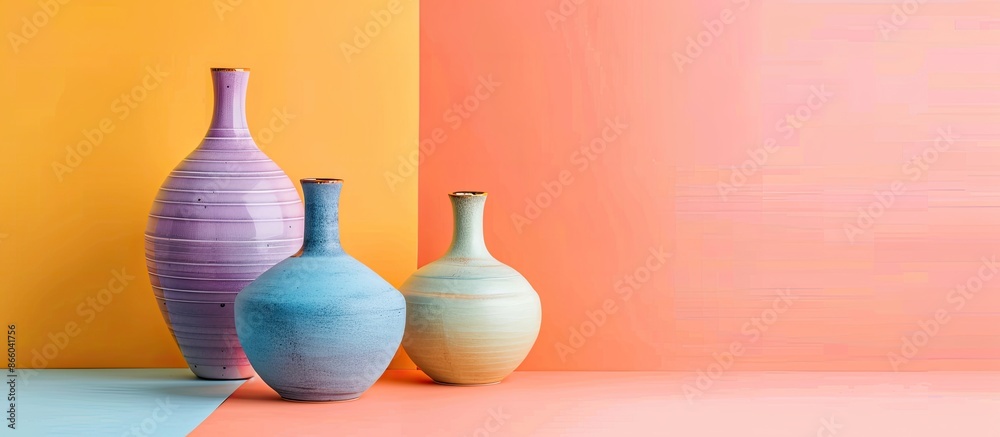 Aufkleber Beautiful vases on color background. with copy space image. Place for adding text or design