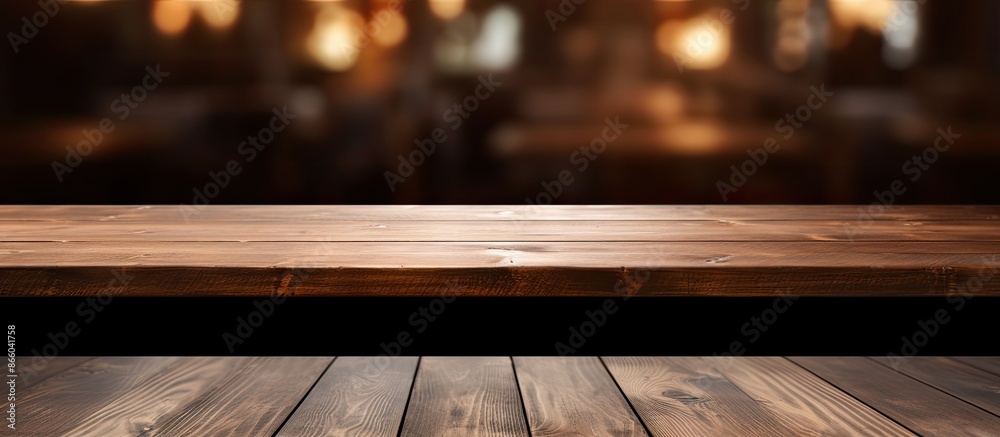 Leinwandbilder a wooden table with a blurred backdrop is perfect for text promotion. it offers ample blank space fo