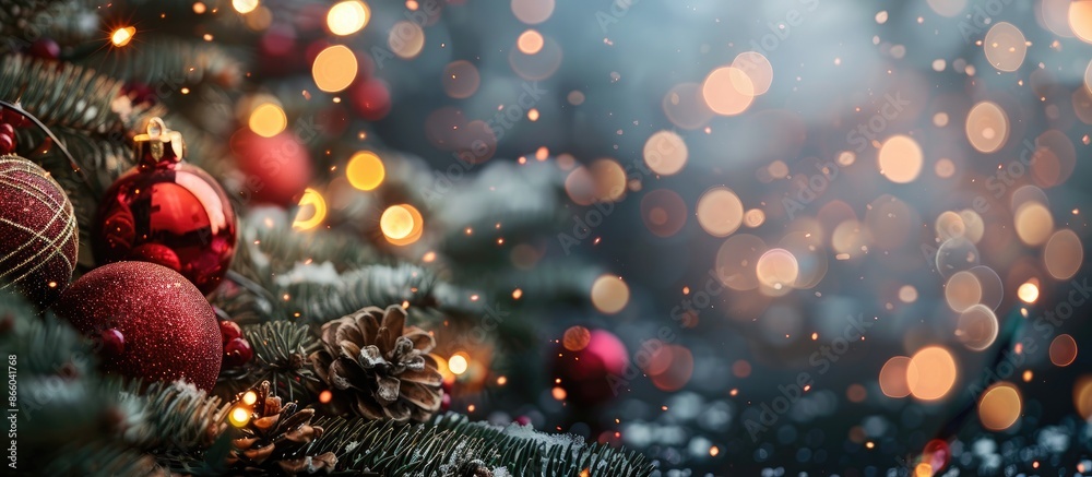 Poster Utilize Christmas decorations for a background with copy space image.