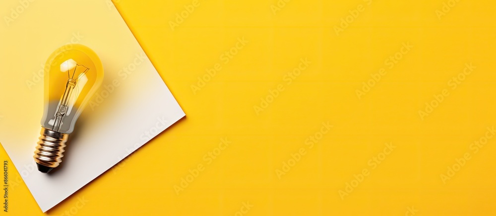 Poster creative business concept with a lightbulb and pencil on a yellow background, providing motivation f