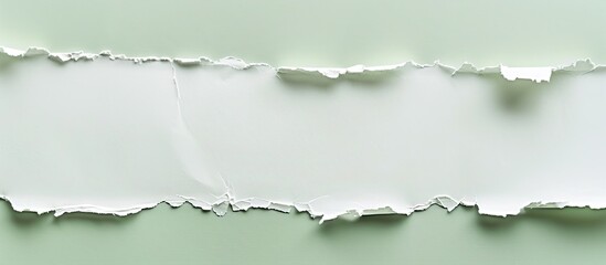 Fototapeta premium Textured white paper with torn edges, set against a light green backdrop, ideal for adding text or graphics in a copy space image.