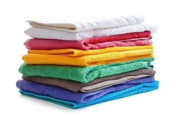 Towel Stack - Clean White Cotton Towels in a Neat Stack