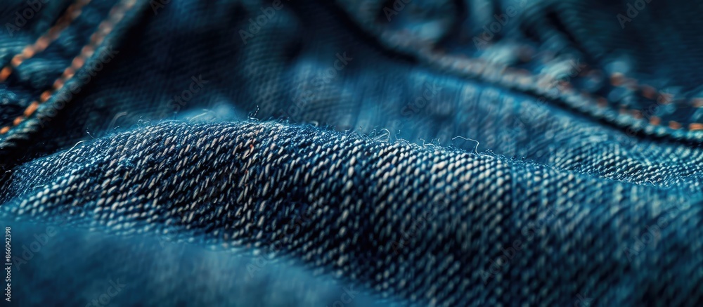 Poster close-up view of blue denim jeans with a copy space image.