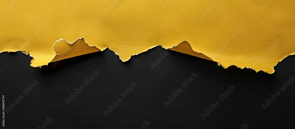 Poster yellow torn paper against a black backdrop with copy space image.