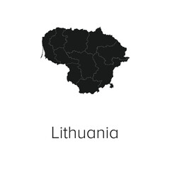 Lithuania Map Vector Illustration - Silhouette, Outline, Lithuania Travel and Tourism Map