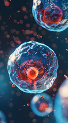 Naklejka premium 3d rendering of human cells in a blue background.