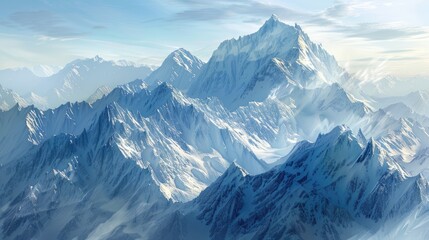 Obraz premium Distant Mountains. A Majestic Mountain Range in a Peaceful Natural Landscape
