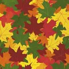 Obraz premium Seamless pattern of colorful autumn leaves, Fall foliage background for nature, season, and design themes