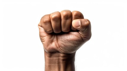 Clinched Fist: Aggressive Gesture of Anger and Power on White Background