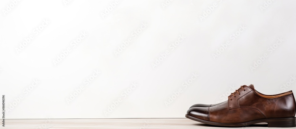 Aufkleber Brown shoes displayed against a blank white backdrop with ample room for additional visual elements; ideal for incorporating a complementary image.