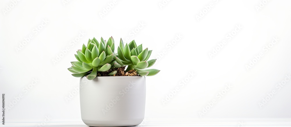 Aufkleber succulent plant in a pot on a white backdrop with ample copy space image.