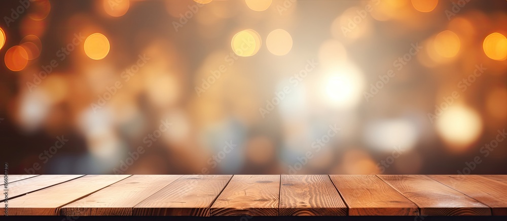 Leinwandbilder empty wood table with copy space image on blurred abstract background for text marketing promotion.