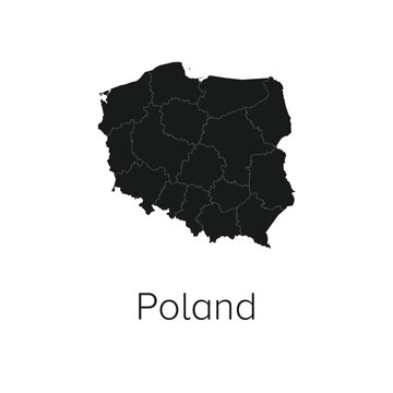 Fototapeta Poland Map Vector Illustration - Silhouette, Outline, Poland Travel and Tourism Map