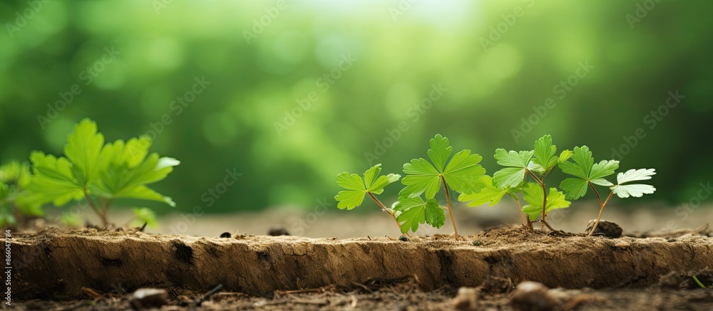 Aufkleber Maple seeds and cork from trees in a park create a lush, green background with a soft texture for a copy space image.