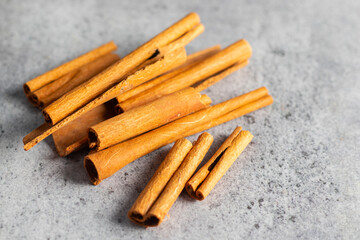 Indian spice cinnamon sticks on the ground.  