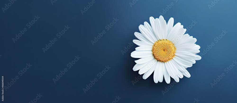 Aufkleber Top view of a single chamomile flower with copy space image.