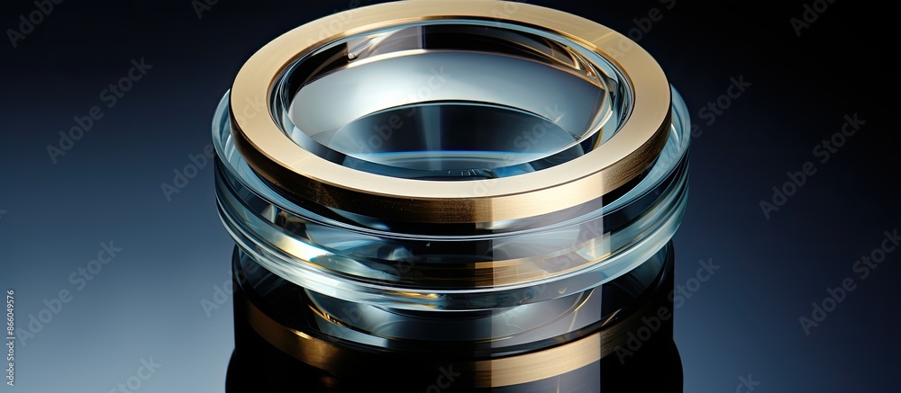 Poster Microscope lens designed for examining small objects with a blank space image. with copy space image. Place for adding text or design