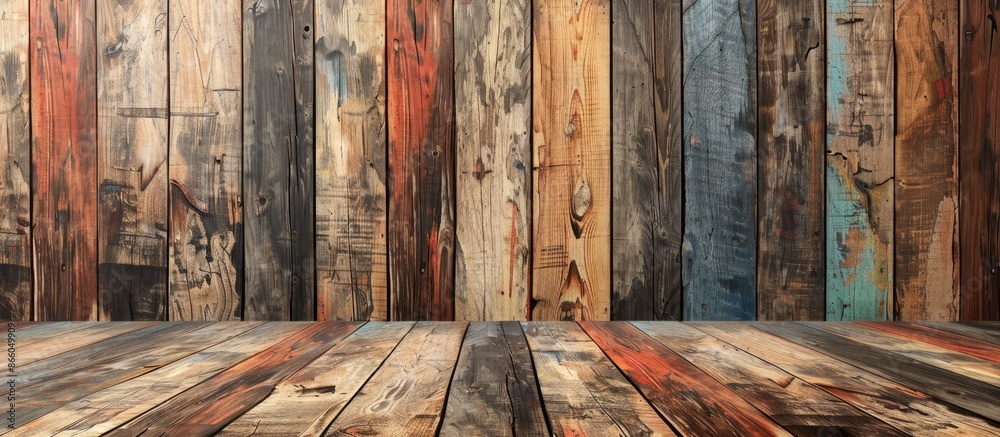 Poster room interior vintage with wood floor background. with copy space image. place for adding text or de