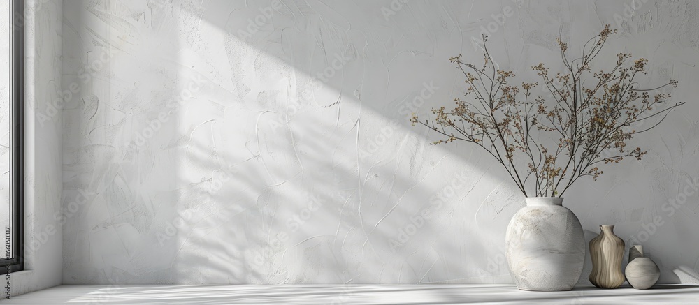 Aufkleber the wall has a smooth white plastered texture, creating a clean and elegant backdrop for your copy s