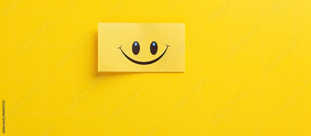 Aufkleber A cheerful expression on an empty yellow adhesive note with a copy space image.