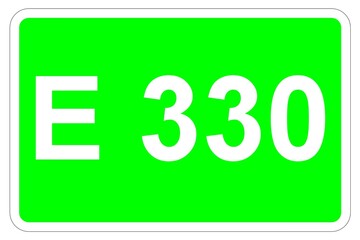 Illustration eines Europastraßenschildes der E 330 in Europa	