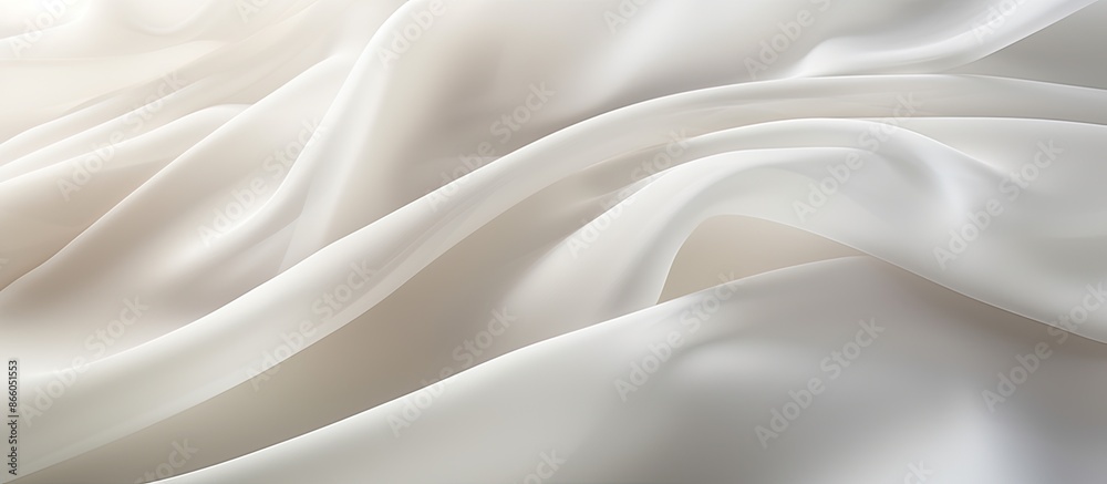 Poster Close-up of a light, flowing fabric creating a soft and elegant background with ample copy space image on a white or light ivory backdrop.