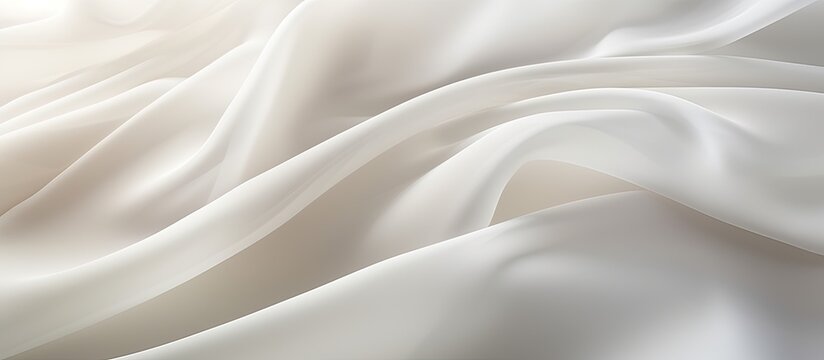Close-up of a light, flowing fabric creating a soft and elegant background with ample copy space image on a white or light ivory backdrop.